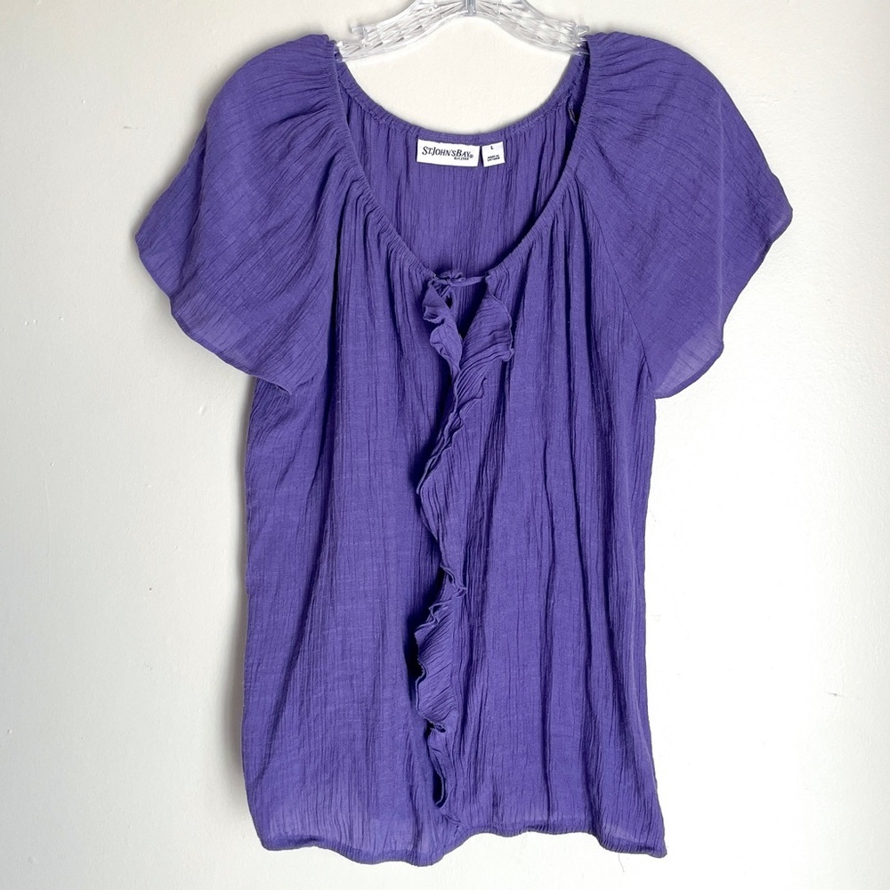 St. John's Bay Ruffled Purple Blouse whimsy Goth